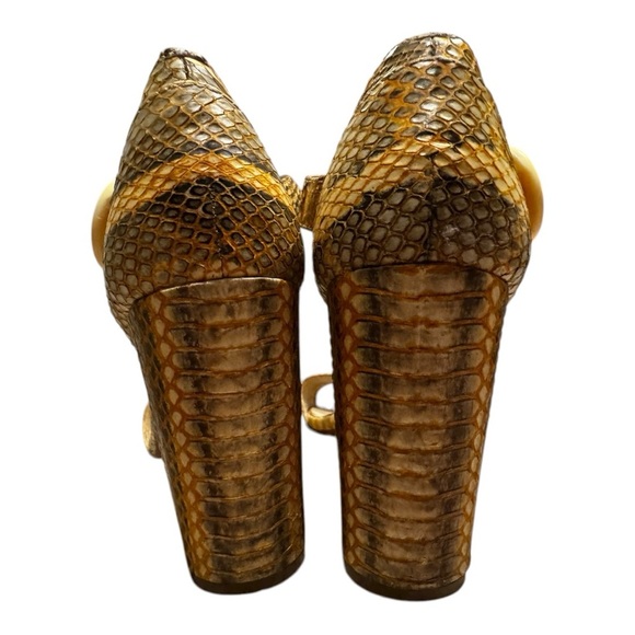 🐍 MAXSTUDIO Genuine Snakeskin Block Heel Sandals – Size 8M - Picture 4 of 5